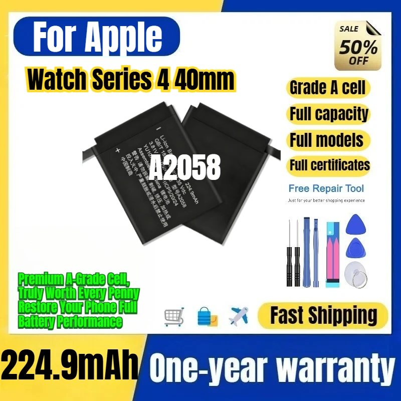 A2058 for Apple Watch Series 4 40mm Watch Battery 0 cycle high quality high capacity replacement Bateria Grade A cell with tools