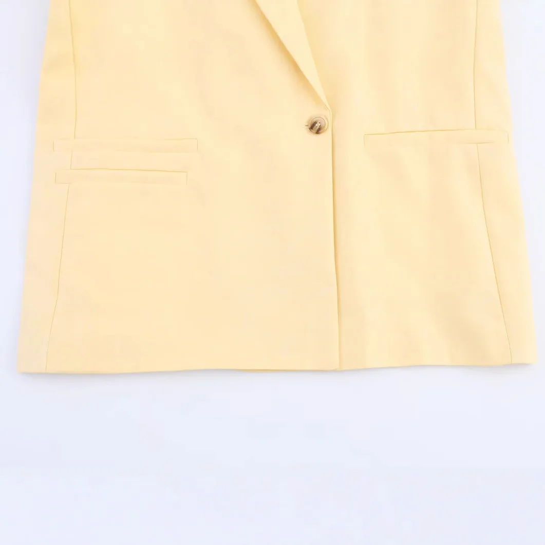 Giacca da donna allentata per pendolari, colletto a maniche lunghe, bottoni, tinta unita, tasca applicata, giacca casual, top da donna semplici da ufficio