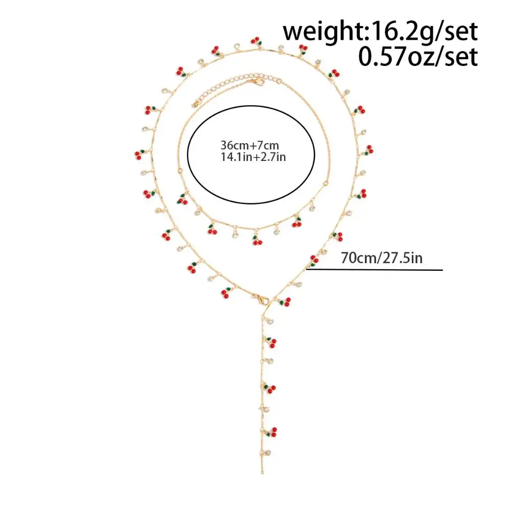 Collar de cereza en forma de Y de cobre, collar largo dorado en forma de Y para mujer, accesorios de joyería de plata, cadena de suéter, joyería de fiesta