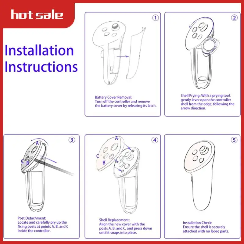 Controller Grip Shell ทนทาน PC ปลอกป้องกันและฝาครอบด้ามจับสําหรับ Meta Quest 3 เพื่อประสบการณ์ VR ที่เพิ่มขึ้น (A)