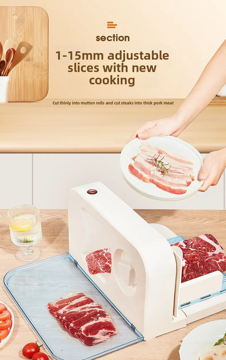 Professioneller Multifunktions-Lebensmittelschneider, Gemüse, Obst, Fleisch, Käse, Schneider mit Edelstahlklingen, rutschfeste Basis und Sicherheit – Detail 10