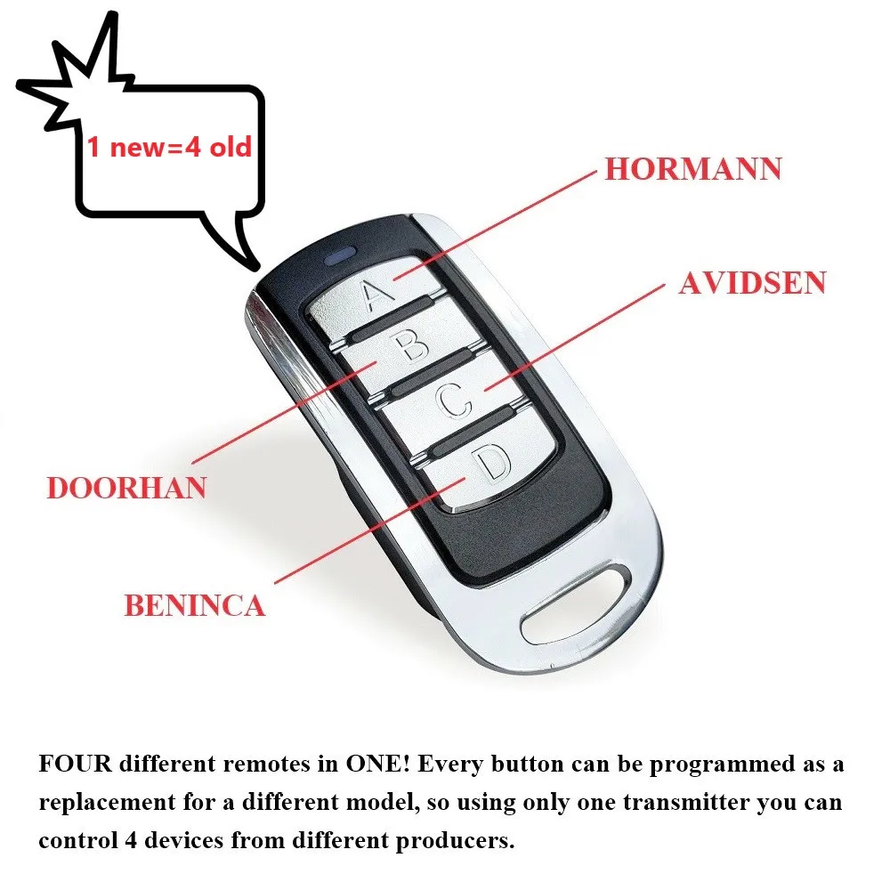 Remote Control for Gates 280mhz to 868mhz Garage Door Opener Fixed Rolling Code Command Garage 4 in 1 Duplicator