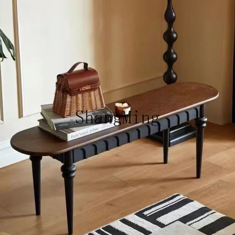 

SM new retro solid wood rectangular combination small apartment dining table household antique dining table