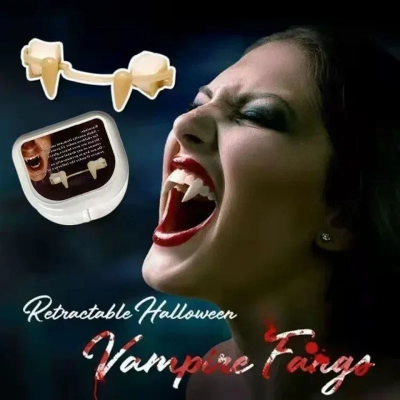 Halloween Vampire Fangs Spoof Teeth Retractable Braces Prom Party Dress up Cosplay Props