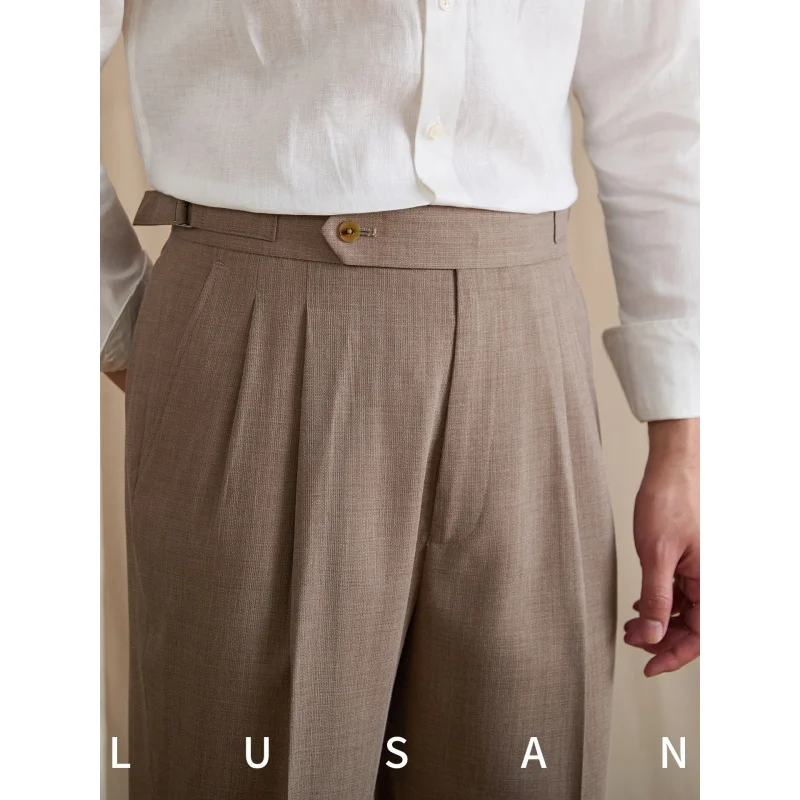 Blend Naples straight-leg high-waisted casual trousers, lightweight and breathable, suitable for commuting, old money style pant