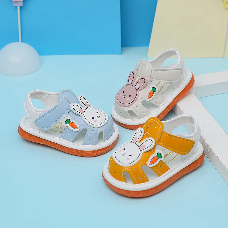 Boys' Sandals 2025 Summer New Cute Girl Sandals Soft Sole Sound Shoe Infant Walking Shoe Anti Slip Anti Kick Baby Shoes Sandals
