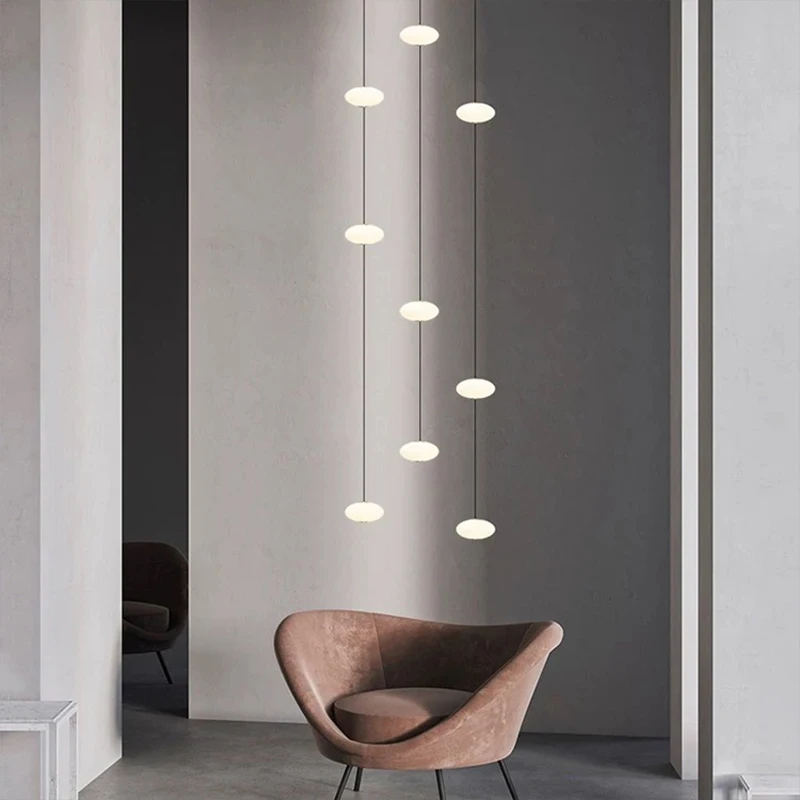 ミニマリストショーケースランプ装飾高天井ハウスモダンシャンデリア階段吹き抜けペンダントライトシリーズ接続 LED 照明