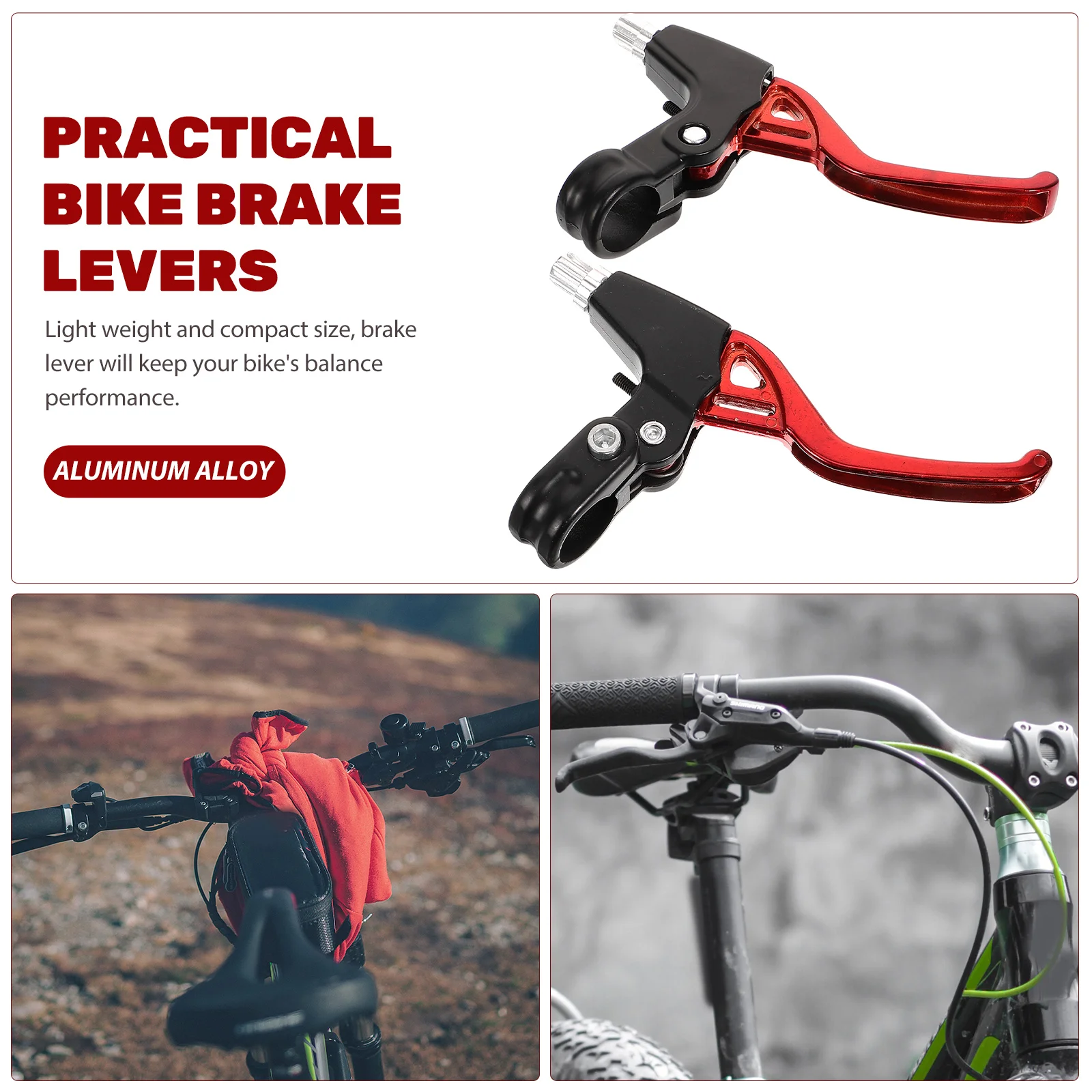 

2pcs Red Alloy Mountain Bike Brakes Bike Brake Levers Durable Lightweight Cycling Parts Mountain Bikes Brakes Handle