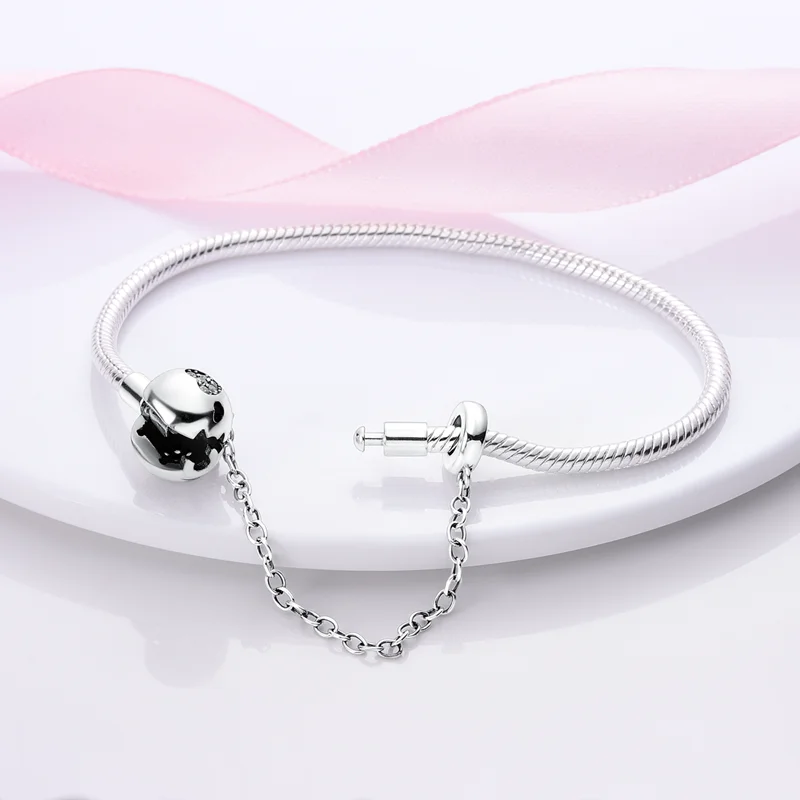 Original Armbänder 925 Silber 17-20 CM Herz Sicherheit 3mm Kette Schlange Knochen Armband Fit DIY Charms perle Geburtstag Schmuck Geschenke – Detail 4