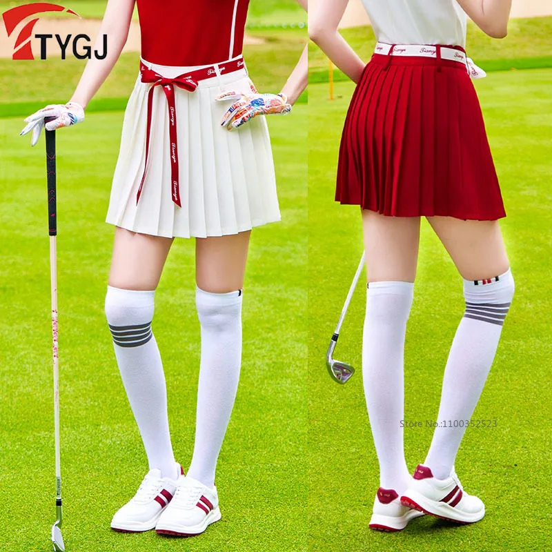 TTYGJ Women Pleated Sports Golf Skirt Female High Waist Tennis Skirt with Inner Short & Pockets Running Fitness Badminton Skorts