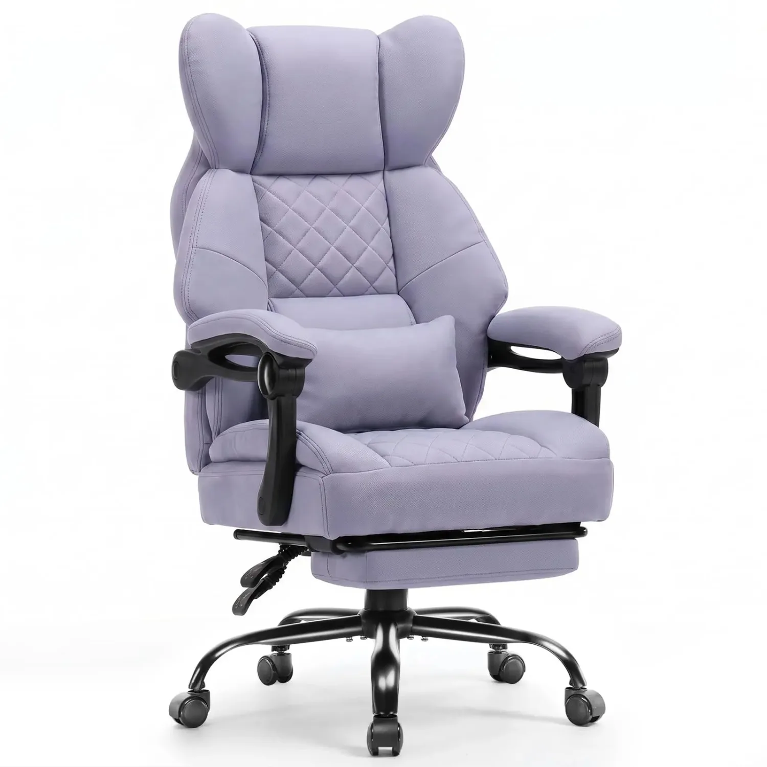 Big&Tall Ergonomic Gaming Chair, Wide Spring Seat, Linkage Armrest,Black
