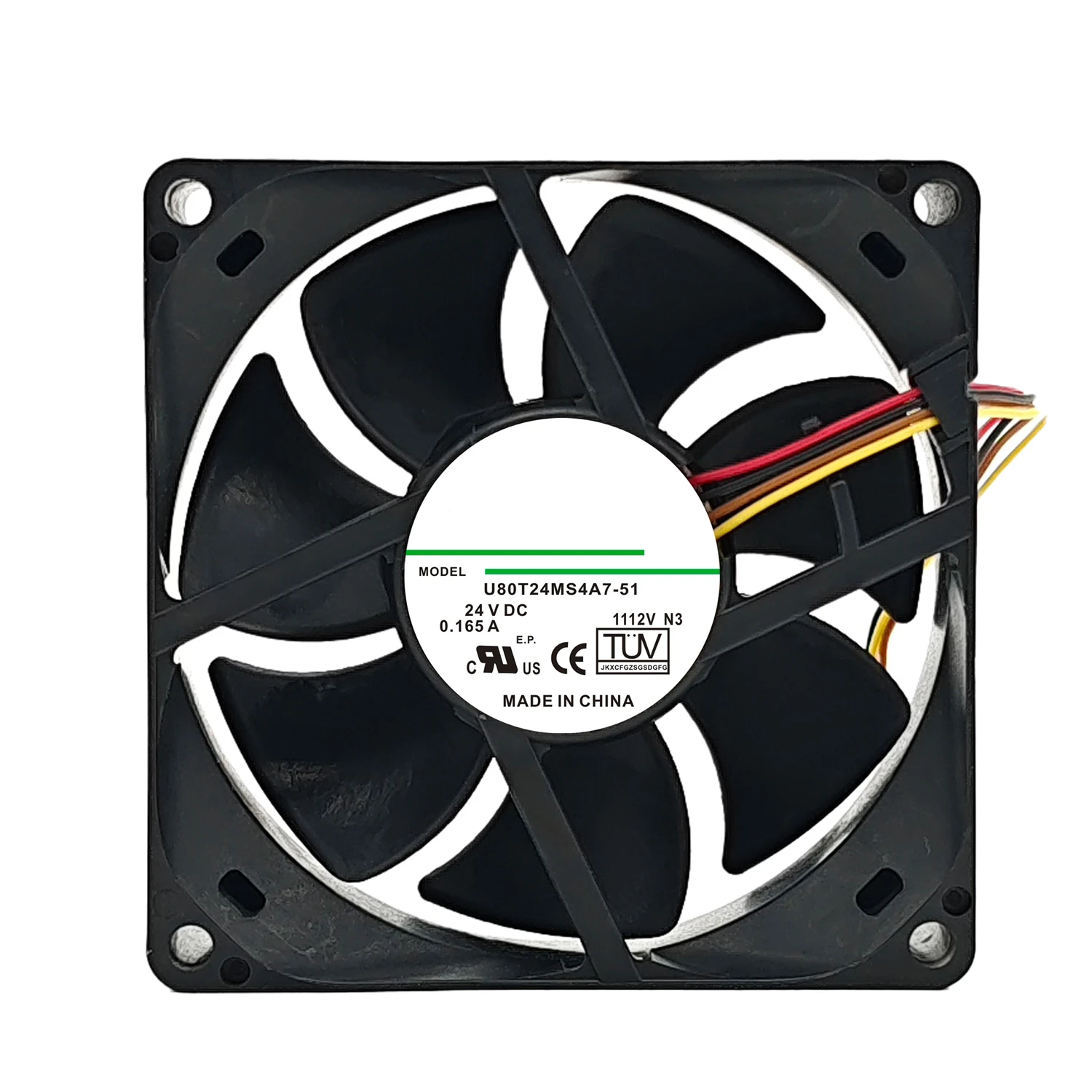 U80T24MS4A7-51 8025 8CM Fan DC 24V 0.165A 80MM 80*80*25MM 2-Wire Cooling Fan