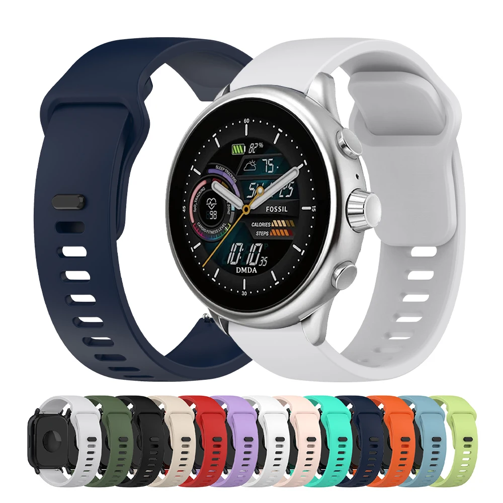 Correa de silicona de 22mm y 20mm para Fossil Gen 6, edición de bienestar, pulsera deportiva suave Fossil GEN 6 5 44mm/Gen 5 Carlyle