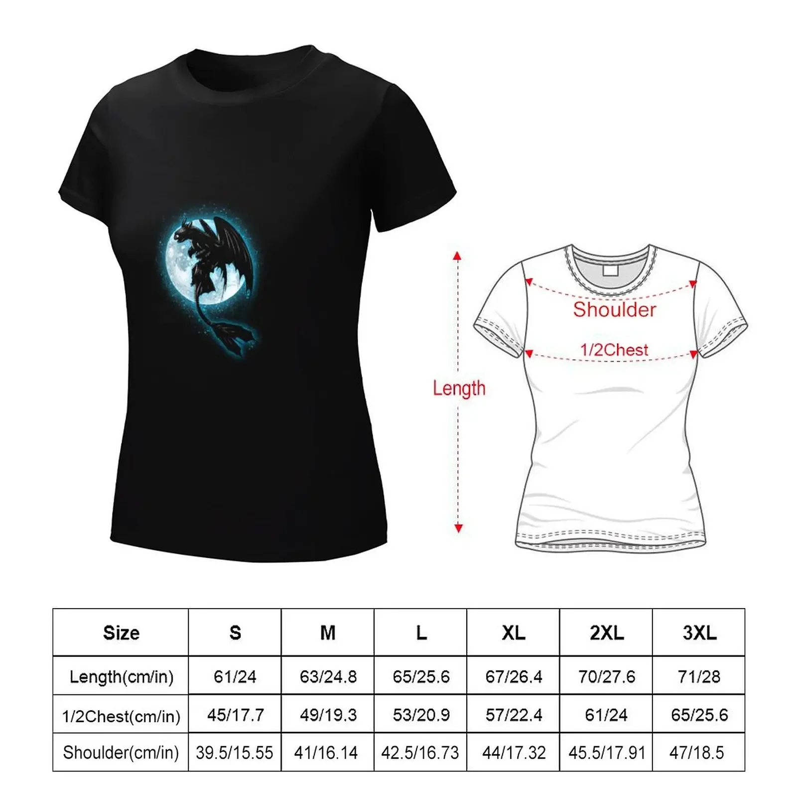 Moonlight Dragon T-Shirt customs quick drying blanks tees Woman fashion