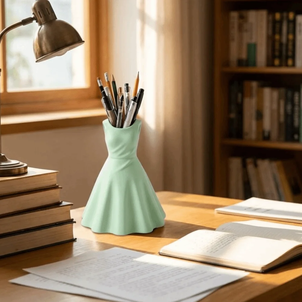 Flower Arrangement 3D Printed Princess Dress shape Vase Romantic Creative Skirt Pencil Holder Plastic Flower Rack Coffee Table