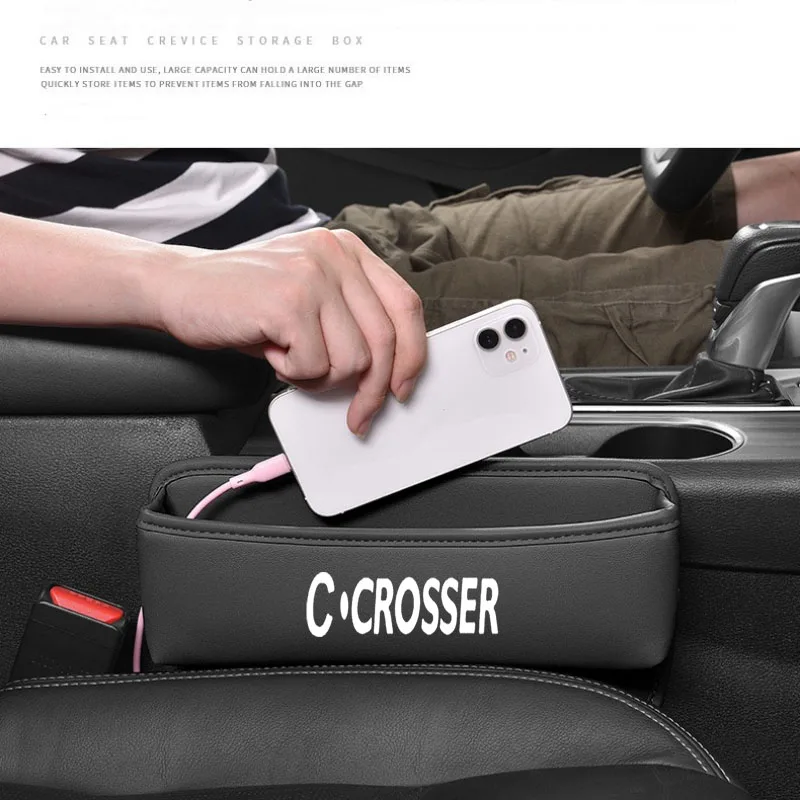 レザーカーシートオーガナイザー,シトロエンc-crosser用収納ボックス,カーアクセサリー