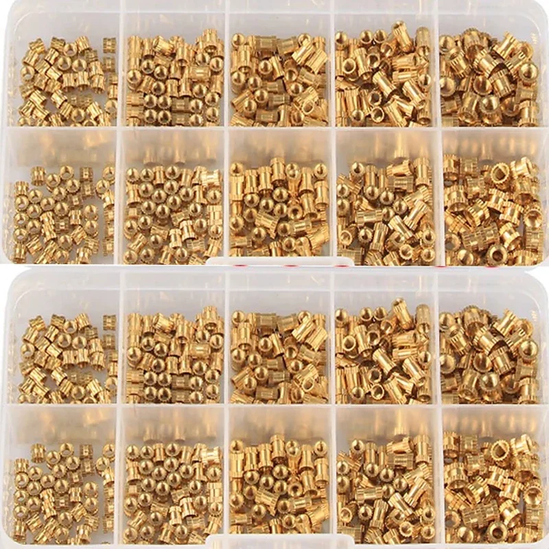 

500pcs M2 M2.5 M3 Solid Brass Copper Injection Molding Knurl Insert Nut Embedded Nutsert Assortment Kit Set