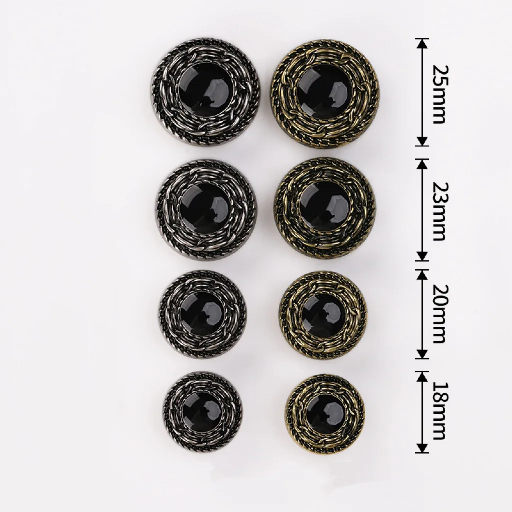 Retro Oil Dot Metal Shank Buttons Exquisite Alloy Ornament For Coat Blazer Trench