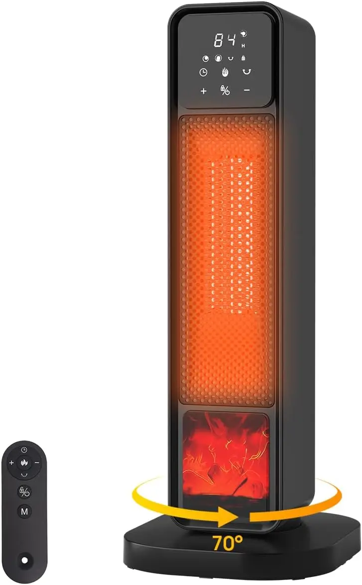 

Portable 1500W Space Heater with 3D Flame & 70° Oscillation for Bedroom and Office