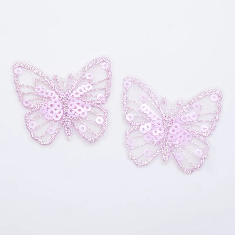 10Pcs 50*45mm Exquisite Sequins Embroidered Mesh Butterfly for DIY Clothes Hat Shoes Patches Accessory Headwear Hair Clips Decor