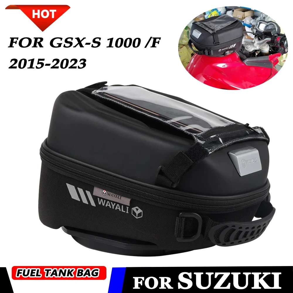 

For SUZUKI GSX-S1000 GSX-S 1000 GSXS1000F 2015 - 2023 Fuel Tank Bag with Tank Adapter Ring Touch Navigation Package Storage Bag