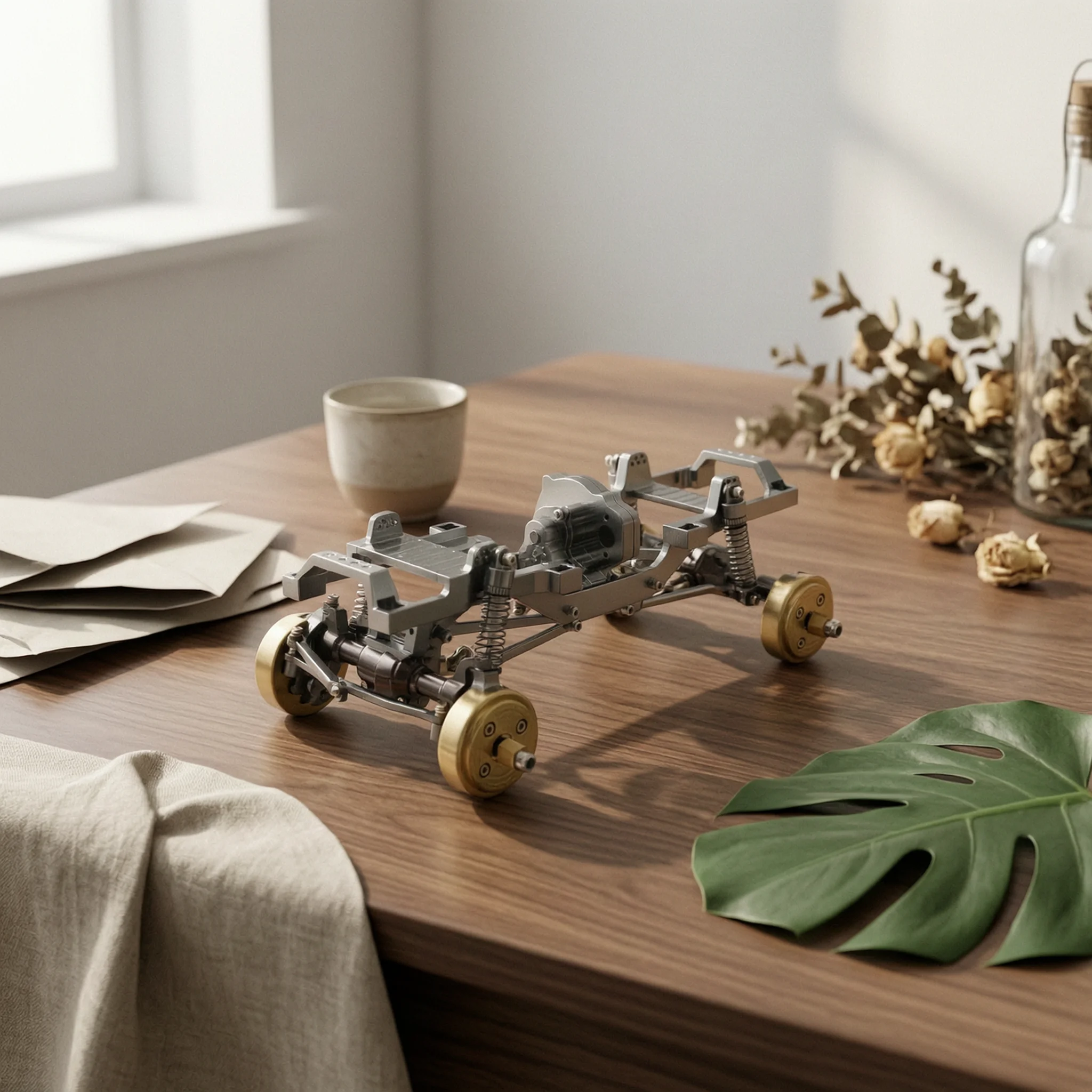 RC Car Chassis Frame Fully Assembled RC Chassis with Portal Axles Frame Rails DIY Gearbox Upgrade-Friendly for Hobbyists