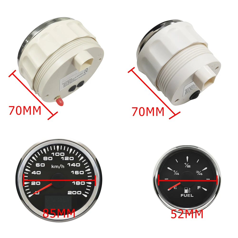 ELING 6 Gauge Set 85MM 200KM/H 160MPH GPS Speedometer Tachometer 52MM Water Temp Oil Pressure Fuel Level Meter Voltmeter