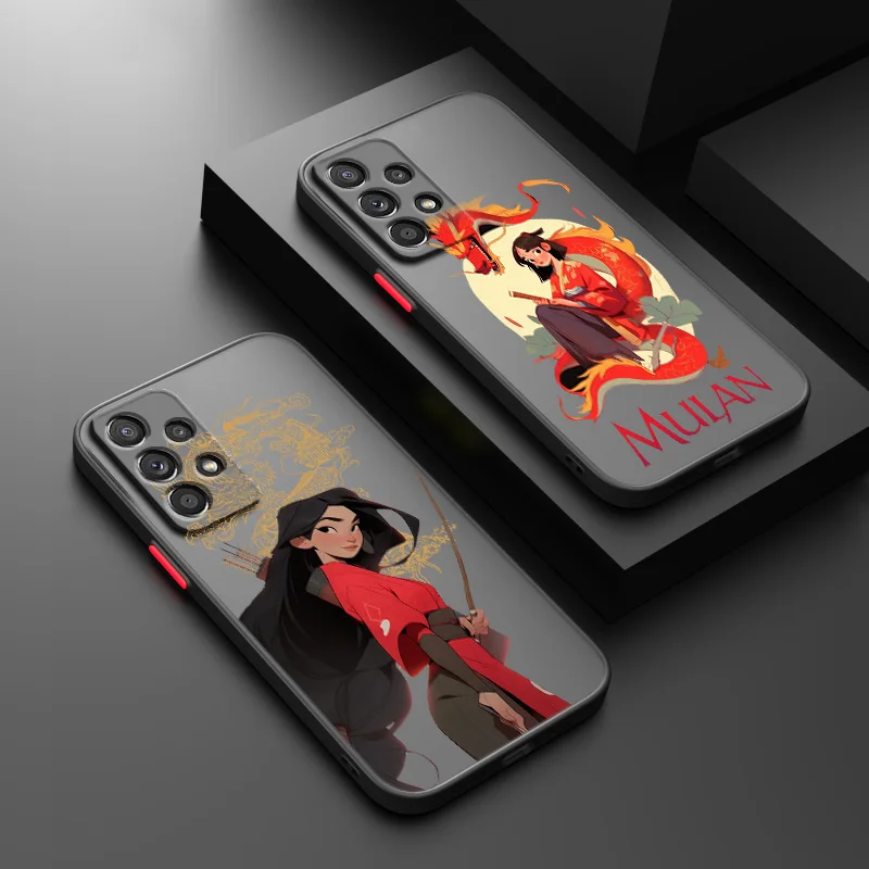 Disney Mulan For Samsung A 02 03 13 14 15 22 24 25 32 35  54 55 72 Lite S 5G 4G Frosted Translucent Phone Case