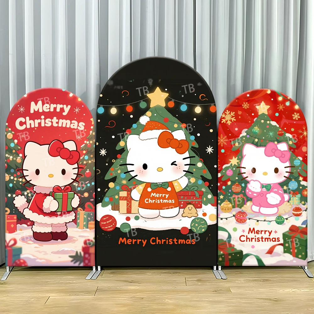 

Sanrio Hello Kitty Christmas Theme Arch Backdrop Cover Kids Party Decoration Photo Booth Props & Festive Holiday Background