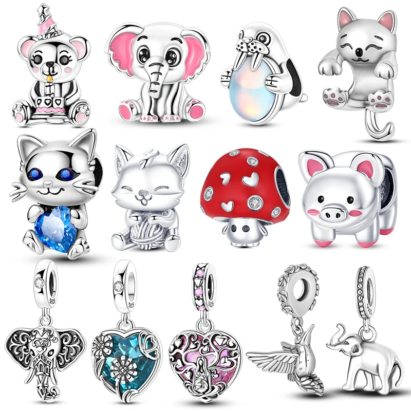 Cute Pets Cats And Dogs Pendants 925 Silver Charms Bead Fit 3mm Original Bracelet Necklace Womens DIY Fine Jewelry Gift Hot Sale
