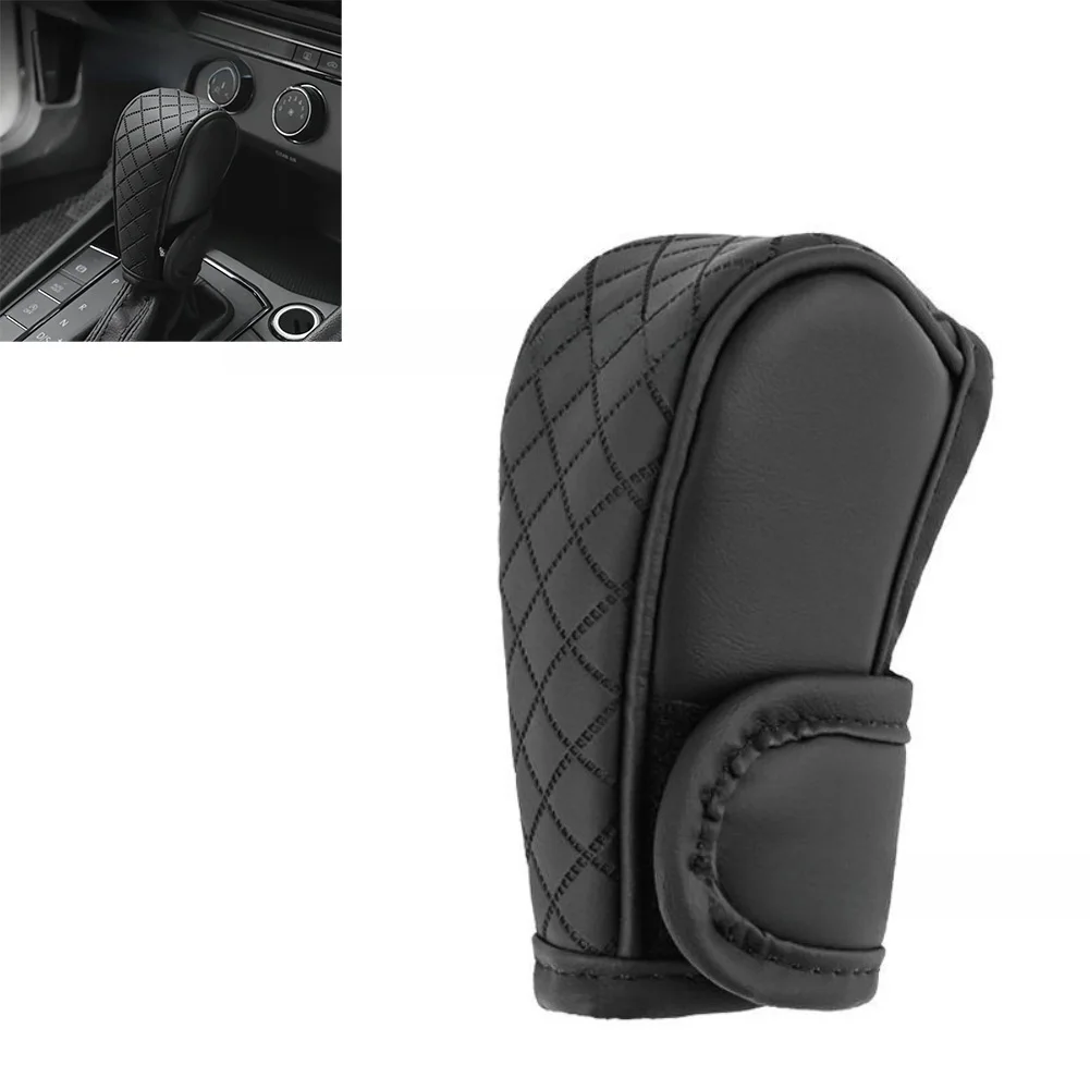 1 шт. кожаный чехол для переключения передач с клетчатым узором, водонепроницаемый дышащий чехол для рычага переключения передач, противоскользящая ручка для салона автомобиля