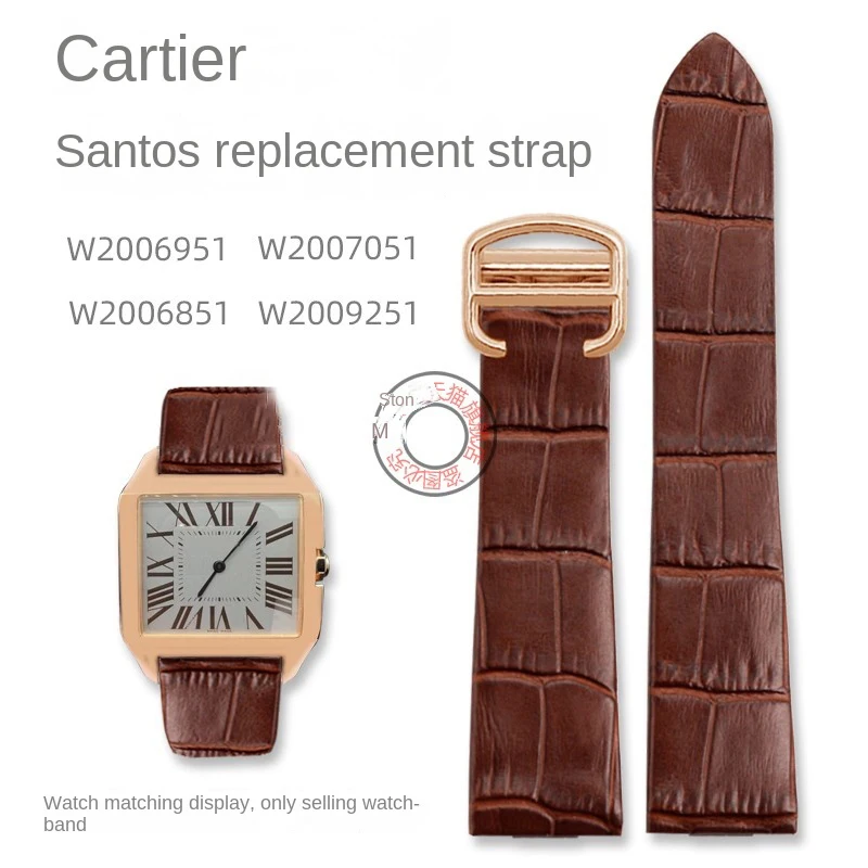 

The top layer cowhide strap is suitable for Cartier Santos W2006951 W2007051 W2006851 W2009251 replacement strap 18 21mm