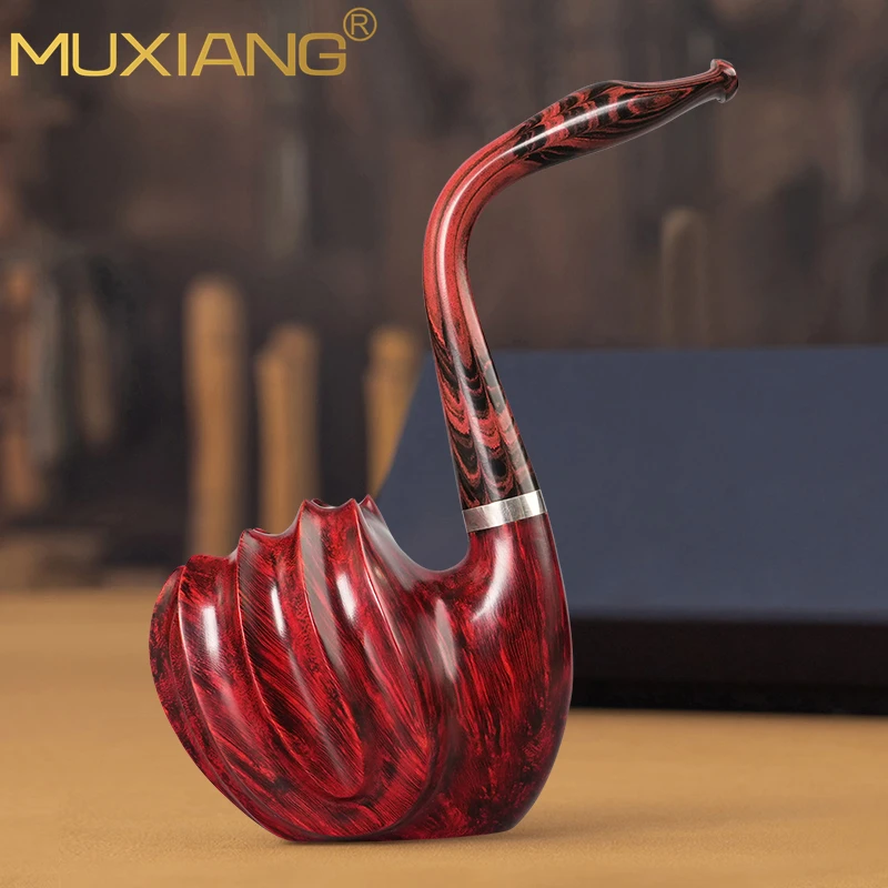 MUXIANG Swan Shape Tobacco Pipe Handmade Briar Wood Cumberland Stem 3mm Flue Freestyle Gift for Father