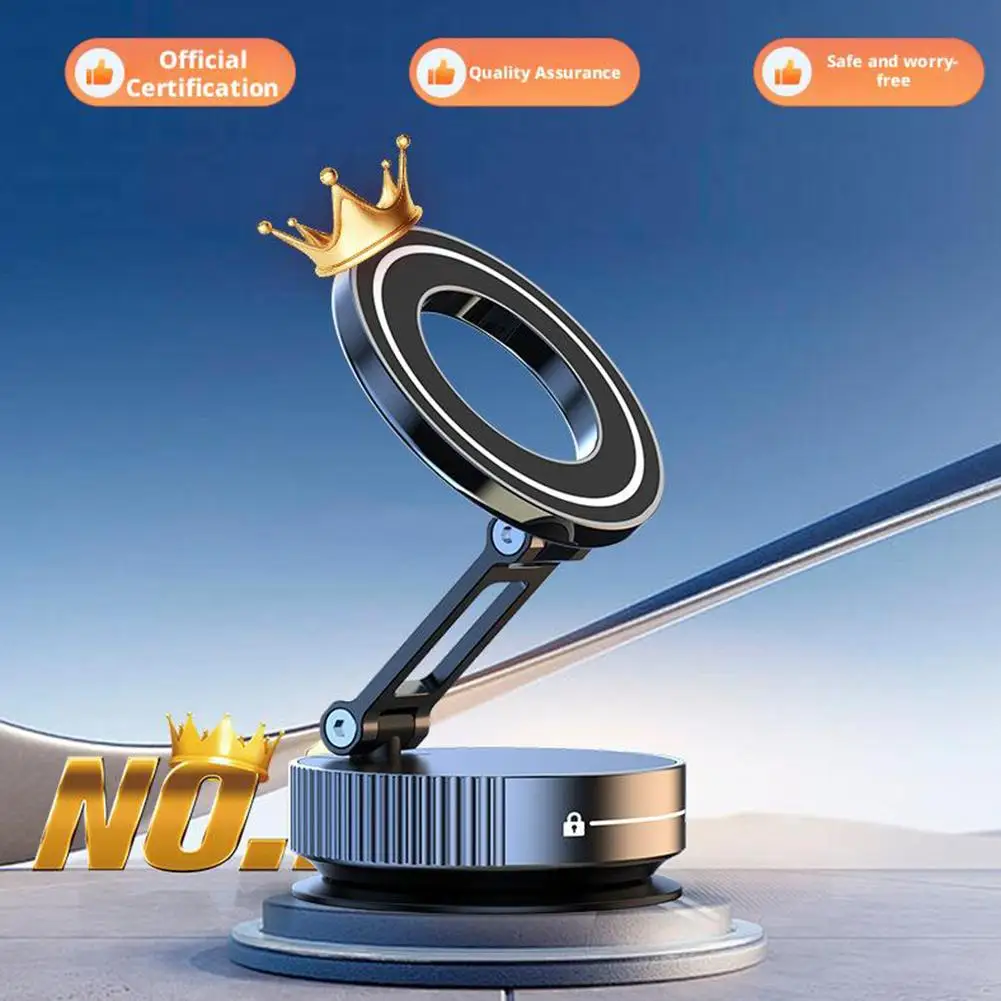 

Foldable Strong Magnetic Phone Holder 360° Rotation Desk & Car Mount with Vacuum for Dashboard Windshield Table