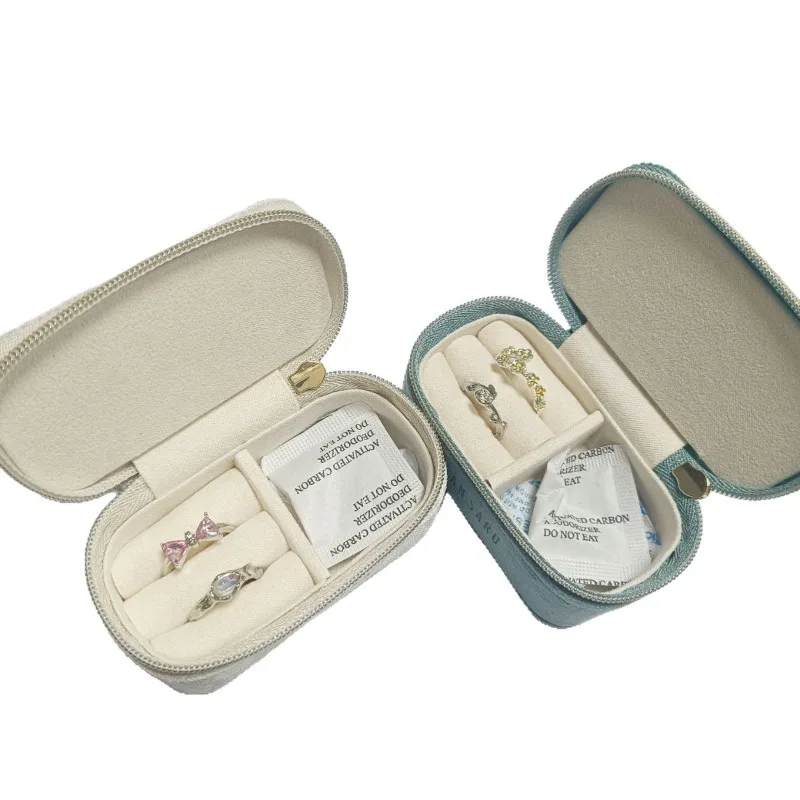 

Mini Zipper Jewelry Ring Stud Earrings Storage Box, Portable Travel Jewelry Box