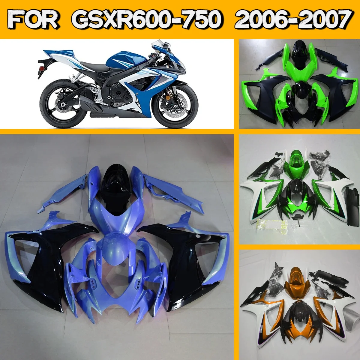 

Комплект обтекателей для мотоциклов Suzuki GSXR 600 750 2006-2007 годов, литые детали, набор обтекателей для GSXR600 GSXR750