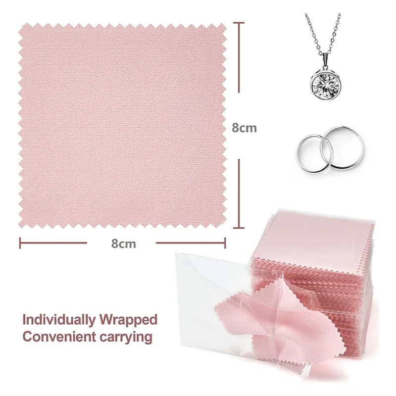 A7THK-200PCS قماش تنظيف المجوهرات، قماش تلميع احترافي ملفوف بشكل فردي، قماش تلميع فضي وردي 3.15X3.15In #6
