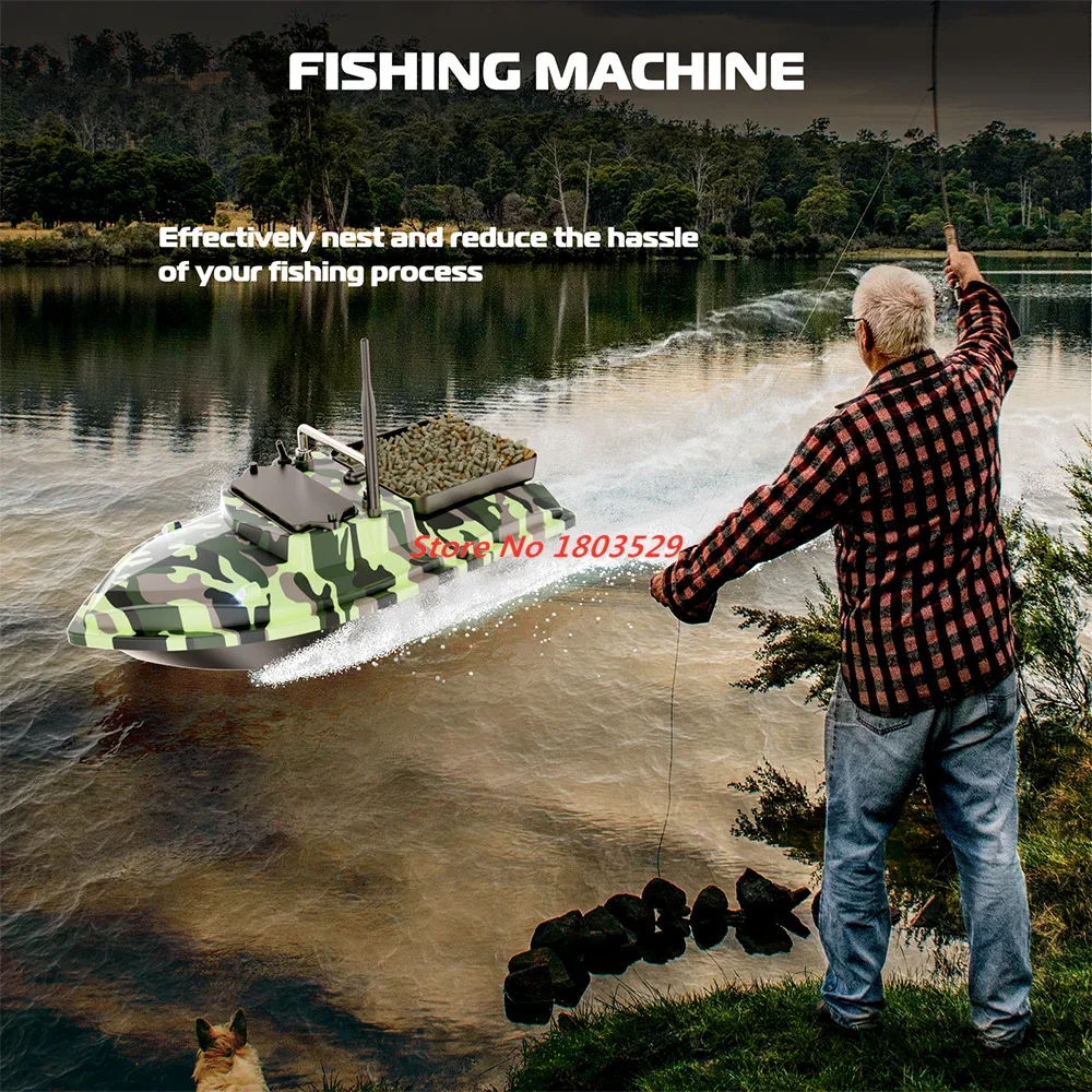 Double Battery Power 500M 2KG Load RC Fishing Bait Boat Dual Motor Fish FinderAutomatic Cruise/Route Correction RC Nesting Boat