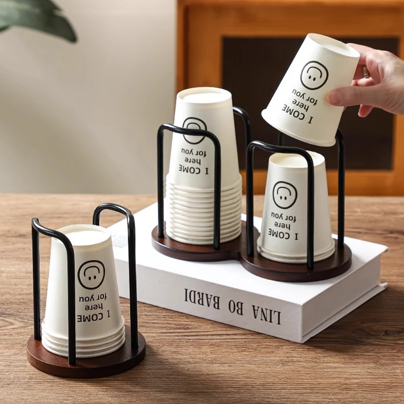 Disposable Paper Cup Storage Holder Household Coffee Tea Cup Holders Water Cups Dispenser Rack Home Living Room Supplies