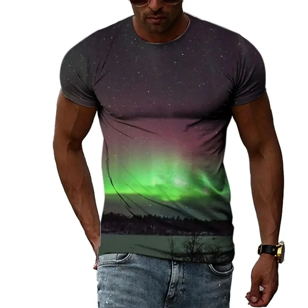 2023 Summer New Casual Lightning Cooling Men\'s Plus Size T-shirt Street Elements Popular Print Men\'s Round Neck Short Sleeve