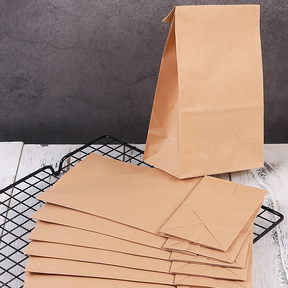 10Pcs Kraft Paper Bags Versatile Paper Snacks Lunch Bags for Food Take Out or Retail Shopping Bread Food Packaging Bag