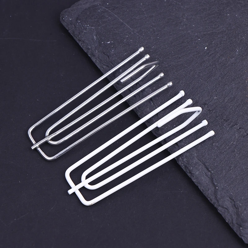 15Pcs Stainless Steel Four Fork Curtain Hanging Hooks Curtain Hooks Ring Clamp Tracks DIY Home Curtain Accessories