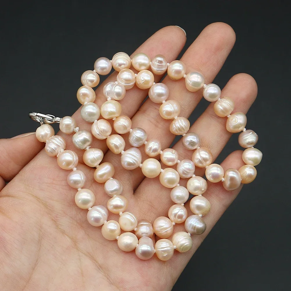 

Stylish Natural Freshwater Colorful Regular Twisted Round Bead Baroque Pearl Necklace Lobster Clasp Jewelry Accessory Souvenir