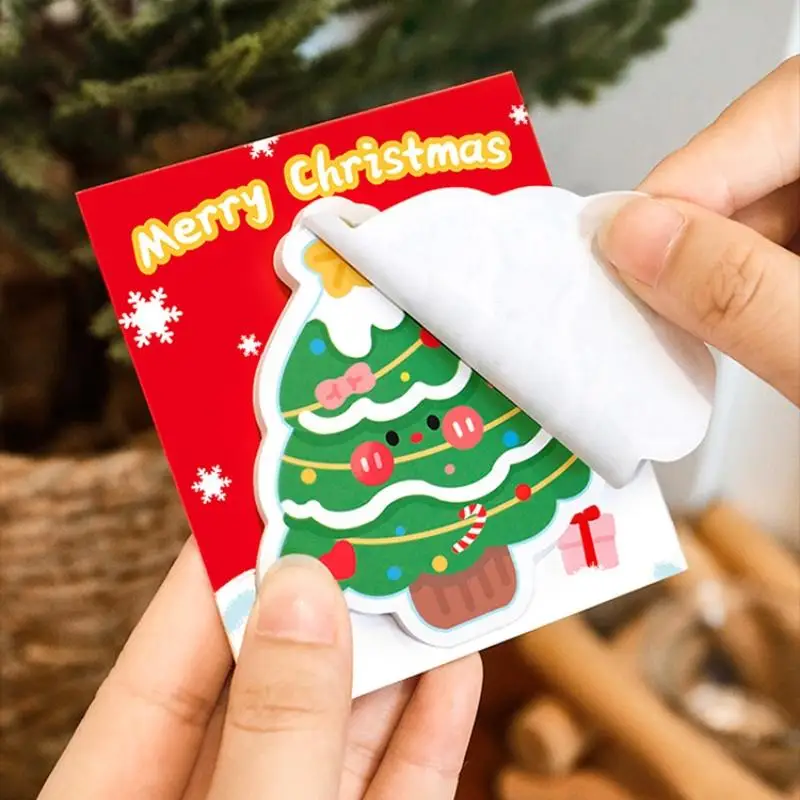 5Pcs Christmas Tree Shaped Sticky Notes Festive Memo Pads For Students Holiday Decoration Removable Adhesive