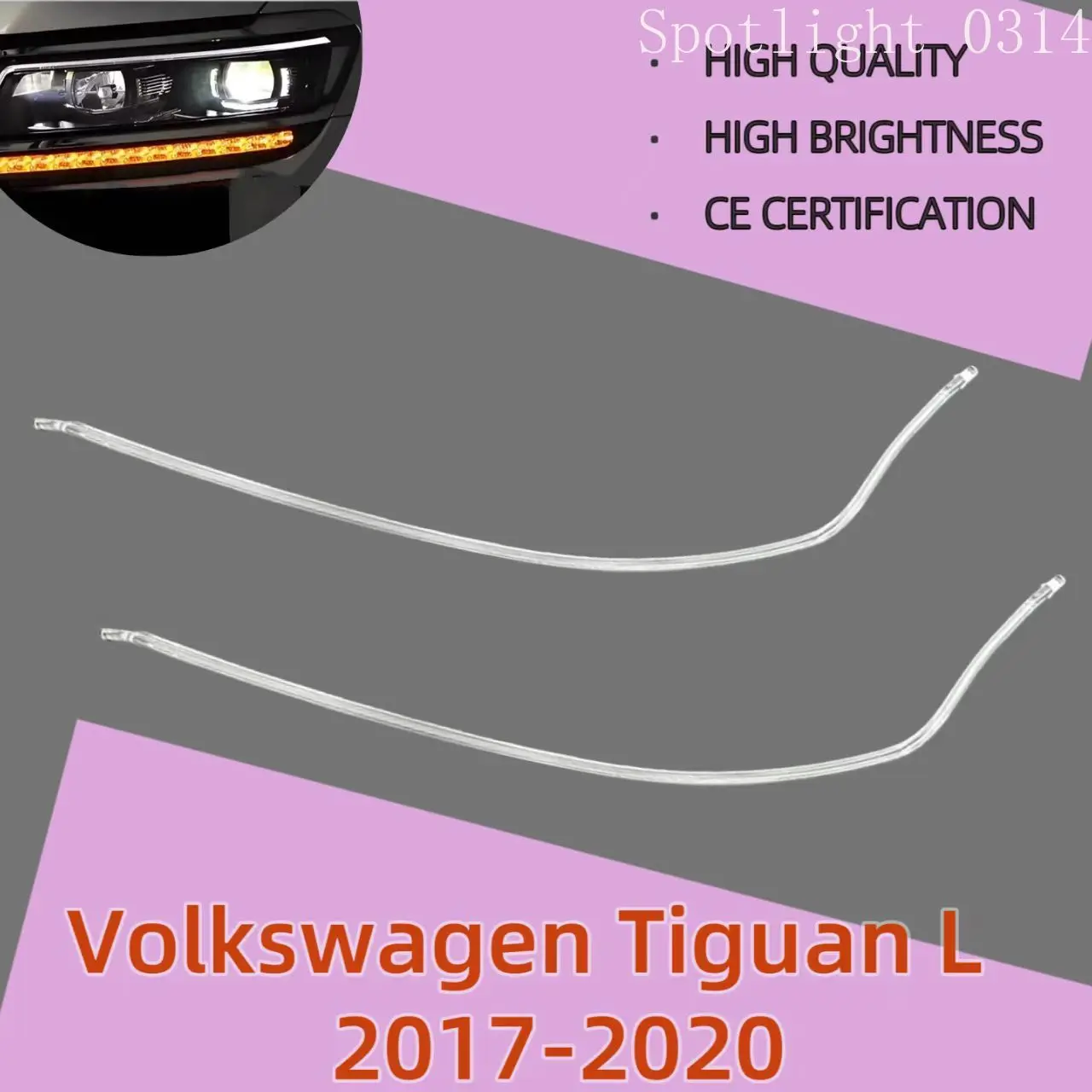 ل Volkswagen Tiguan L 2017 2018 2019 2020 سيارة العلوي ضوء دليل القضبان DRL أنبوب أنبوب أكريليك اكسسوارات السيارات عيون الملاك #1