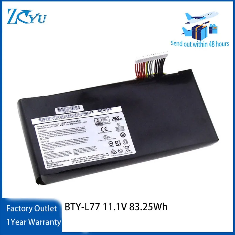 BTY-L77 Laptop Battery for MSI GT72 2QD 6QD GT72S 6QF 6QE GT72VR WT72 MS-1784 etc 11.1V 83.25Wh