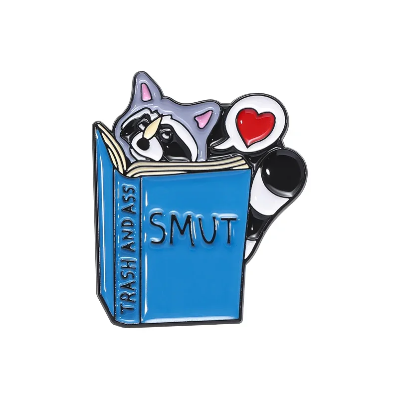 Cute Raccoon Reading Brooch Enamel Pins Cartoon Bear Animal Metal Brooches Decor Backpack Lapel Badge Jewelry Gifts for Friends