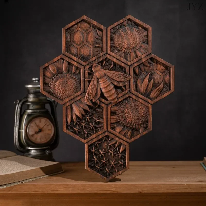 

High Quality Bee Wood Carving Decor, Bohemian Wall Art Hanging Works Home Decor