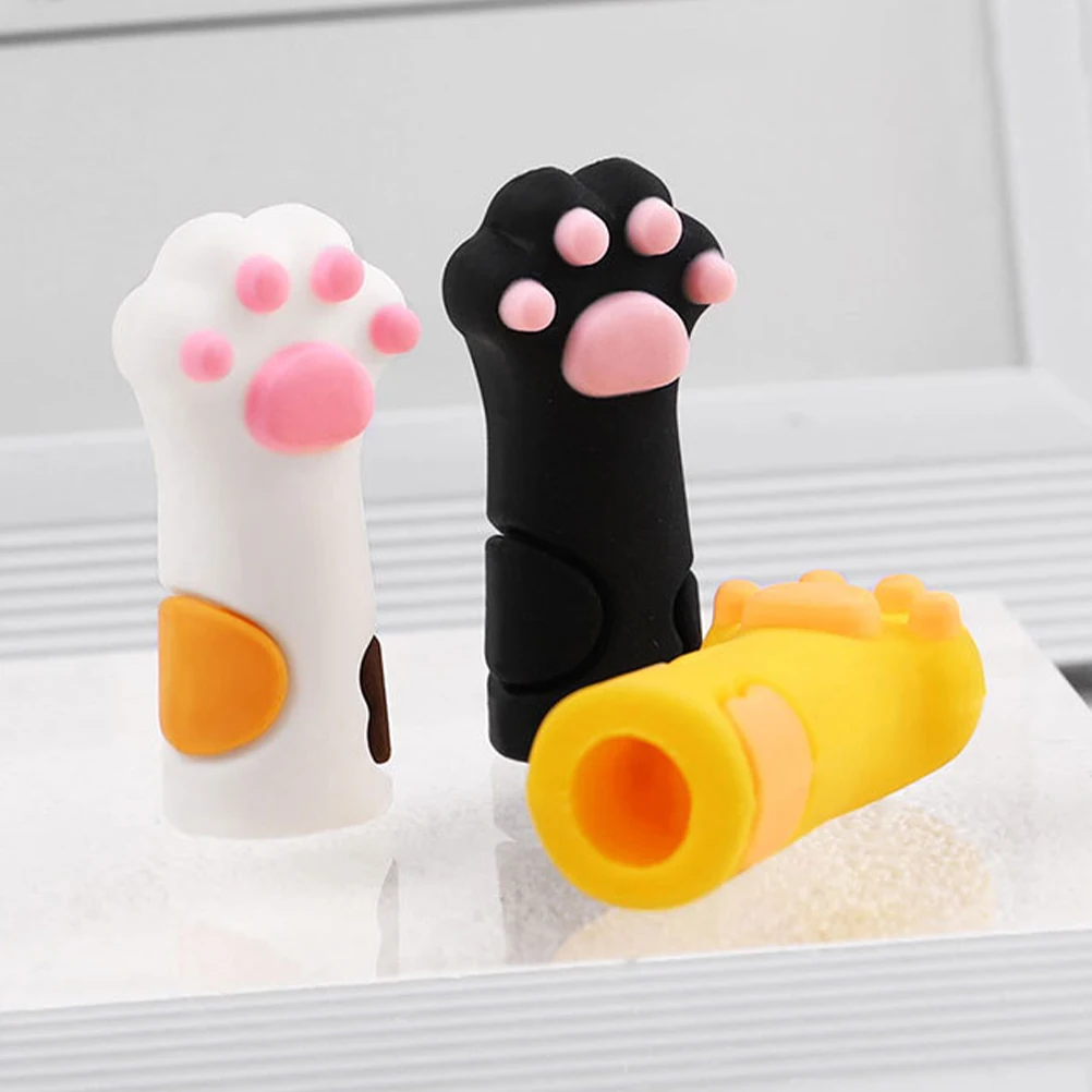 

3 Pcs Cute Cat Claw Shaped Silica Gel Covers For Nail Cuticle Scissors Safe Protective Case Pedicure Tools R om Color Easy To