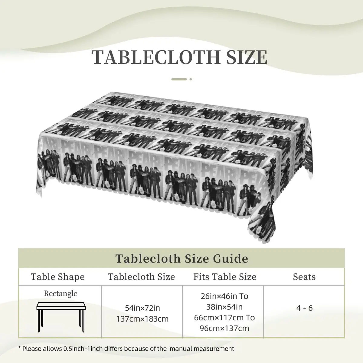 Pearls Jam Band 2024 World Tour Rock Concert Rectangular Tablecloth Waterproof Table Cover for Dining Events Table Cloth